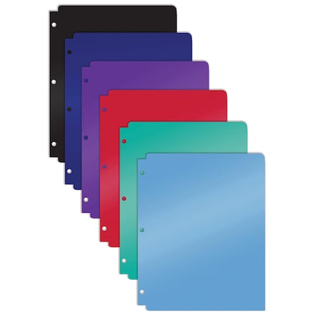 3-Hole Punch 2 Pocket Folders, Bulk Pack, Sturdy Plastic, Assorted Primary Colors, 6PK